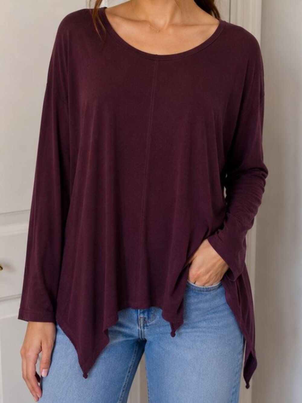 Deep Purple Asymmetrical Long Sleeve Tunic size M
